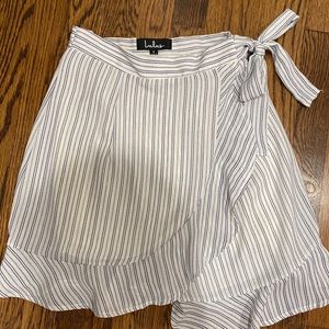 Stripe white and blue wrap skirt